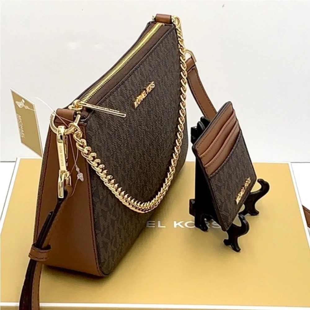 MICHAEL KORS GIFTABLE SHOULDER BAG & CARD HOLDER BOXED SET BROWN SIGNATURE COLOR - Picture 3 of 16